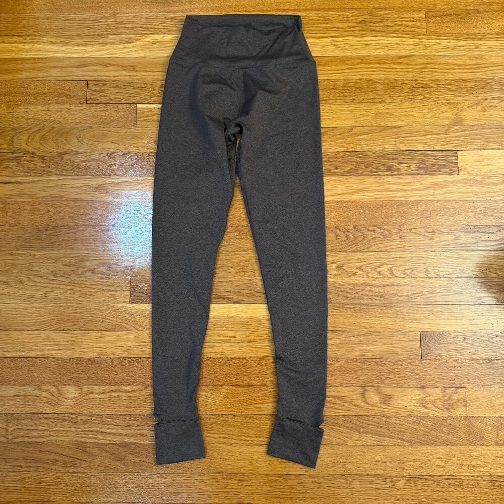 Varley Always Warm Stirrup Legging in Deep Chocolate Marl - Size Small